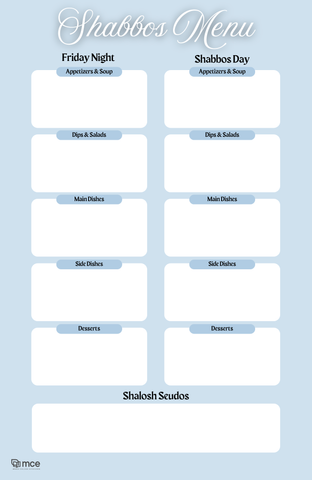 Shabbos Menu Planner