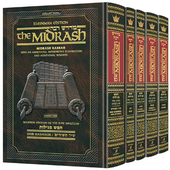 5 volume Slipcase set of Midrash Rabbah on Megillos Compact Size